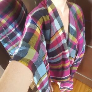 NWT Super Soft Plaid Blanket Wrap / Open Poncho